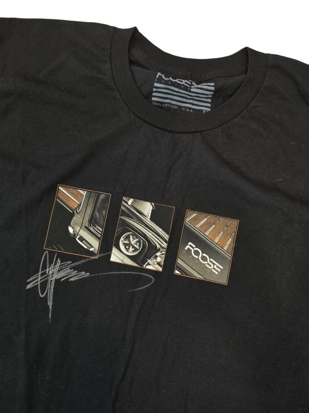 Foose Design Black T-Shirt XL FD-100 Graphic Auto-Themed Signed 100% Cotton USA
